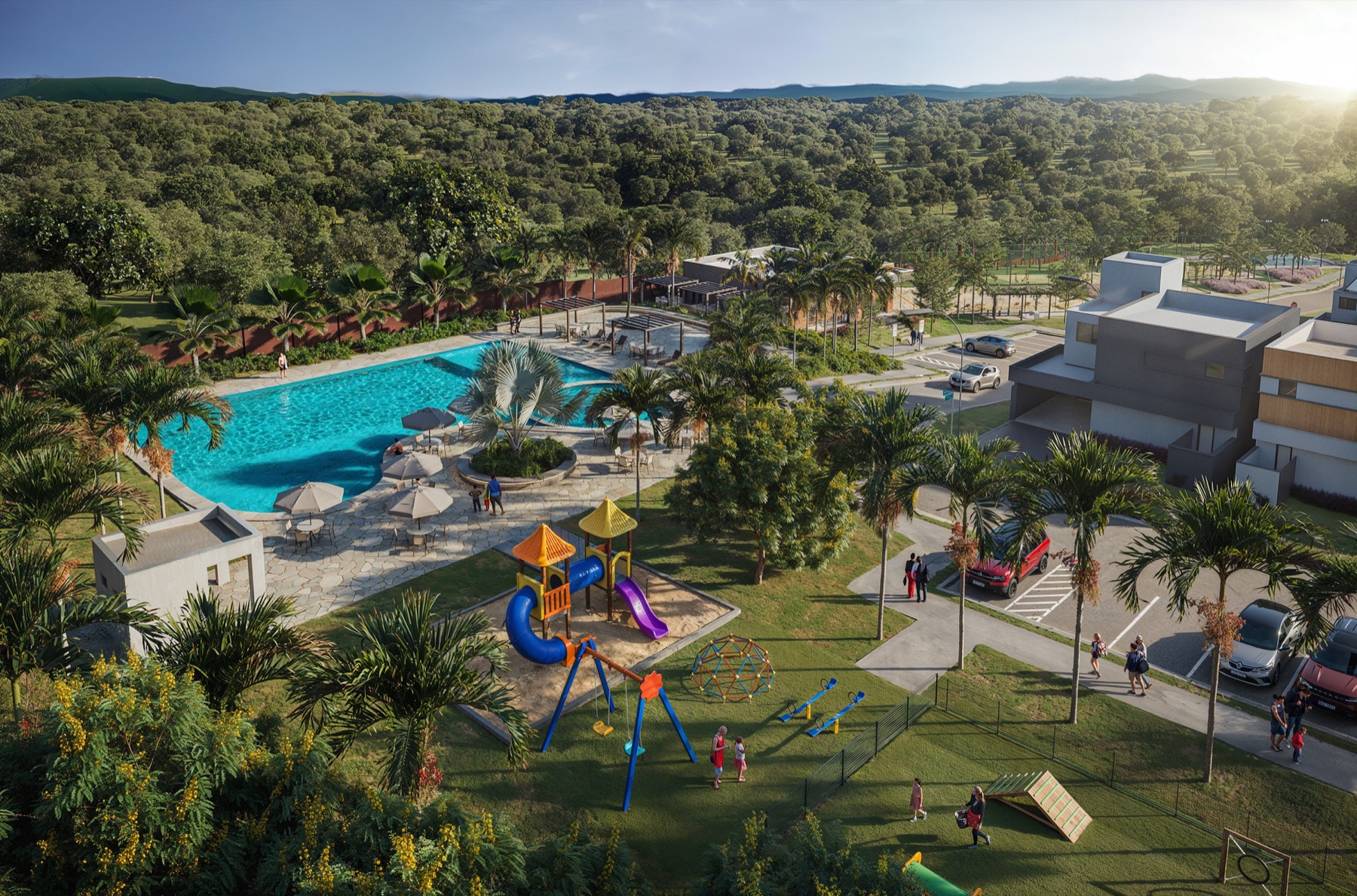 Vista aérea do clube