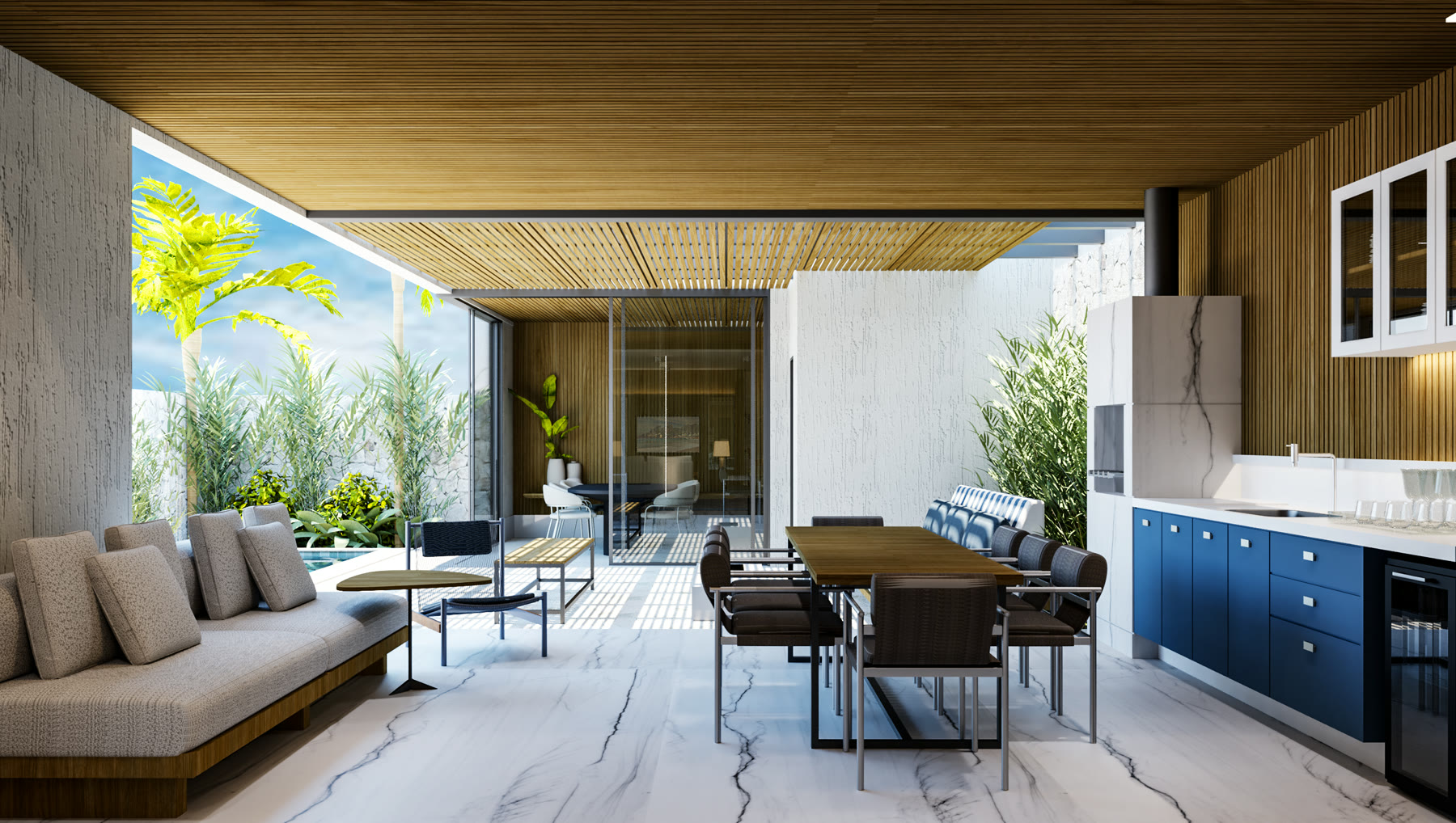 Living integrado da Casa Sobrado